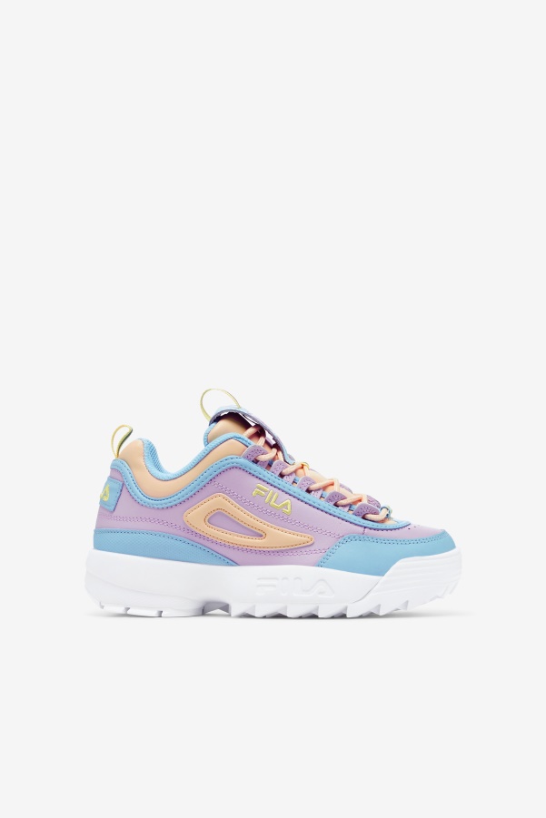 Blue/White/Orchid Fila Big Kids' Disruptor 2 Premium