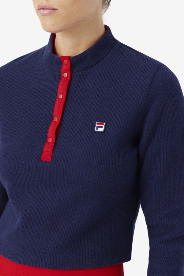Navy Fila Josie Half Zip Top