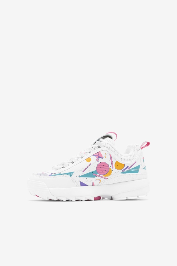 White/Bubblegum/Blue Big Kids' Disruptor 2 Premium Fila
