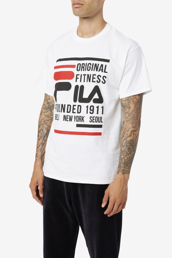 White/Black/Red Fila Original Fitness Tee