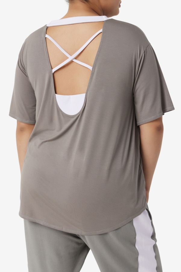 Fi-Lux Short Sleeve Top Fila Gargoyle/Lavender Blue