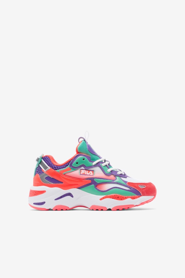 White/Fiery Coral/Purple Fila Big Kids' Ray Tracer Apex