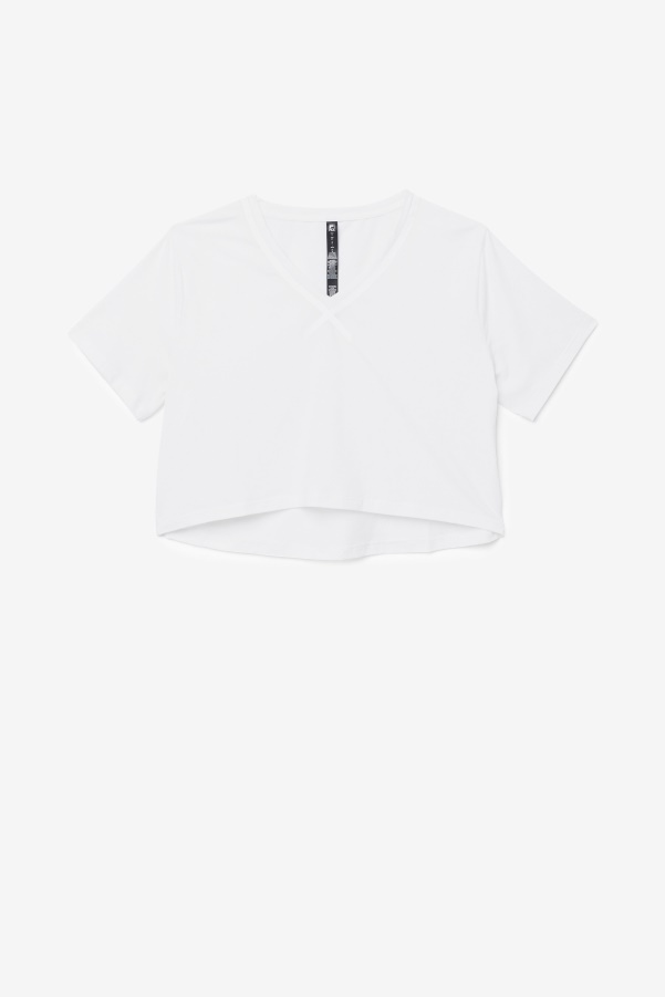 Fila White Fi-Lux High-Low Crop Top