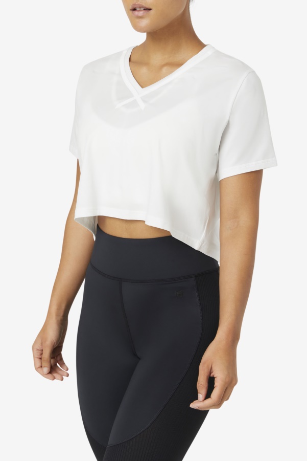 Fila White Fi-Lux High-Low Crop Top