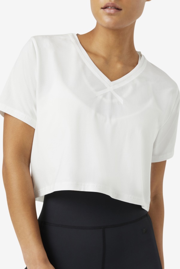 Fila White Fi-Lux High-Low Crop Top