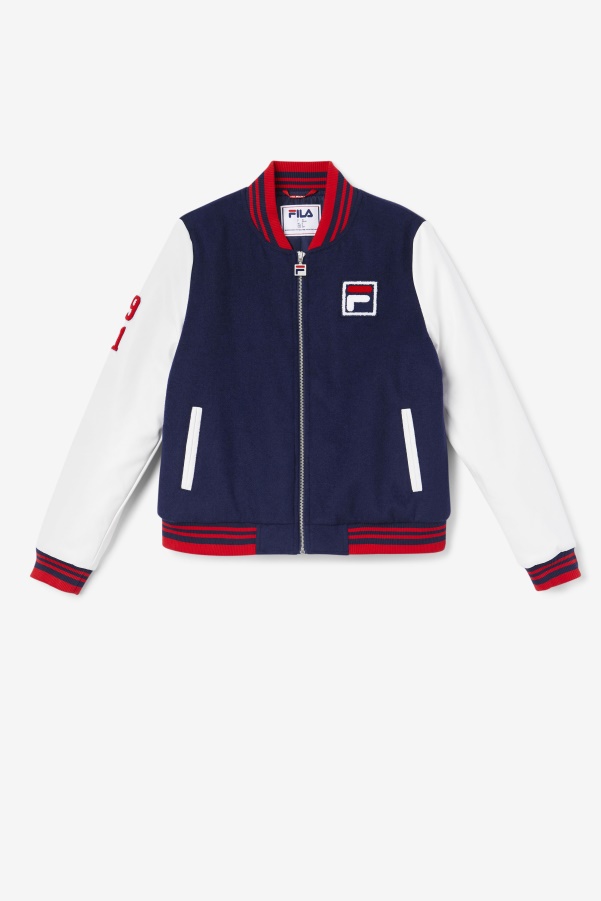 Dixon Varsity Jacket Navy/White/Red Fila