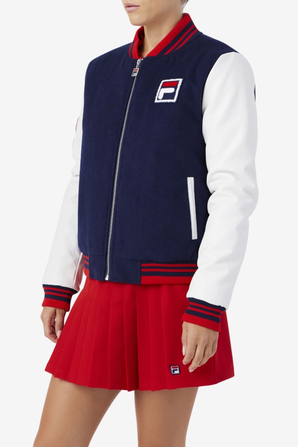 Dixon Varsity Jacket Navy/White/Red Fila