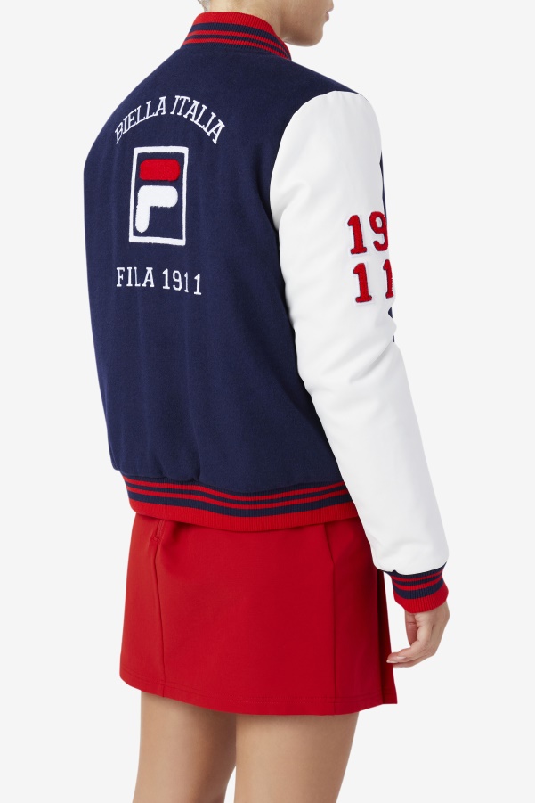 Dixon Varsity Jacket Navy/White/Red Fila