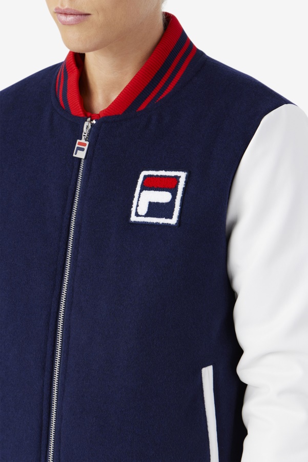Dixon Varsity Jacket Navy/White/Red Fila