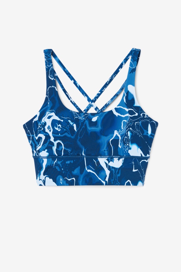 Navy Marble Fila Uplift Cross Back Bra Top