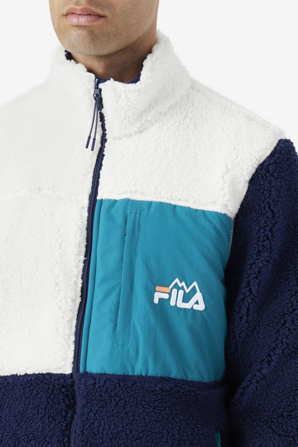 Egret/Navy/Deep Lake Fila Ravi Sherpa Jacket