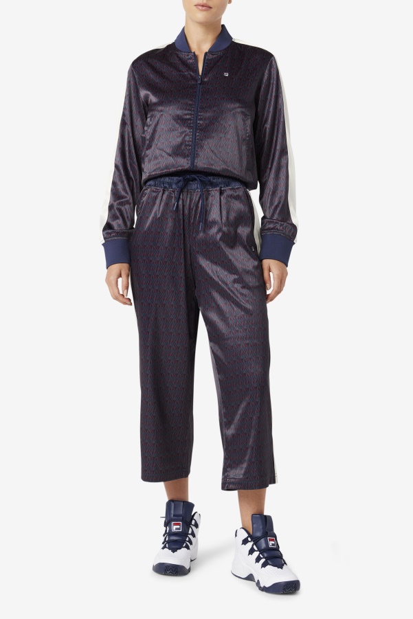 Aviana Cropped Satin Pant Fila Peacoat/Tofu