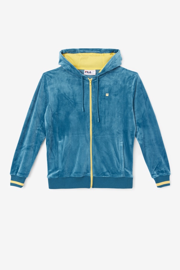 Fila Tove Velour Full Zip Hoodie Blue Coral/Banana