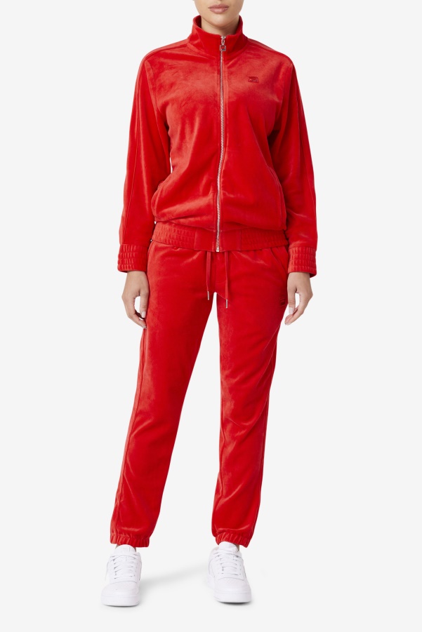 Fila Deverall Velour Jacket Red