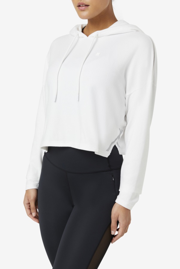 Fila White Fi-Lux Cropped Hoodie