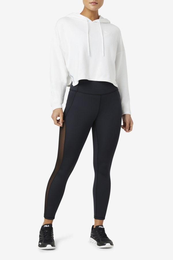 Fila White Fi-Lux Cropped Hoodie