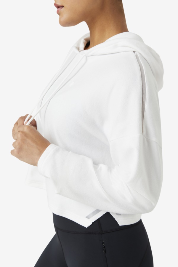 Fila White Fi-Lux Cropped Hoodie