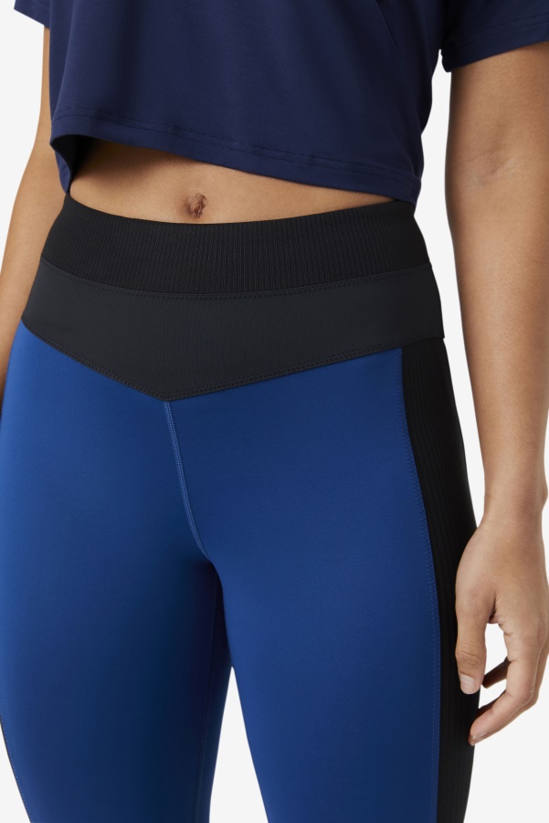Forza Texture High Waist Legging Navy Peony/Black Fila