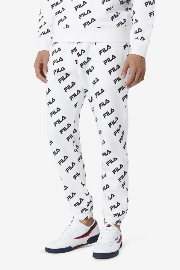 White/Black Fila Diagonal Logo Jogger