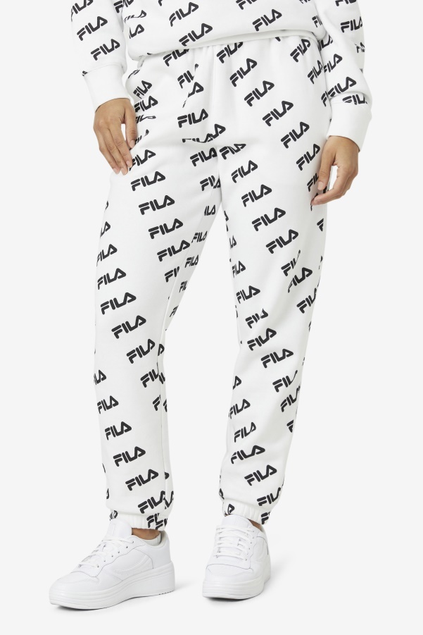 White/Black Fila Diagonal Logo Jogger