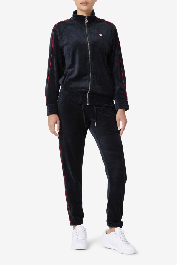 Deverall Velour Jacket Fila Black/Red/Forest Green