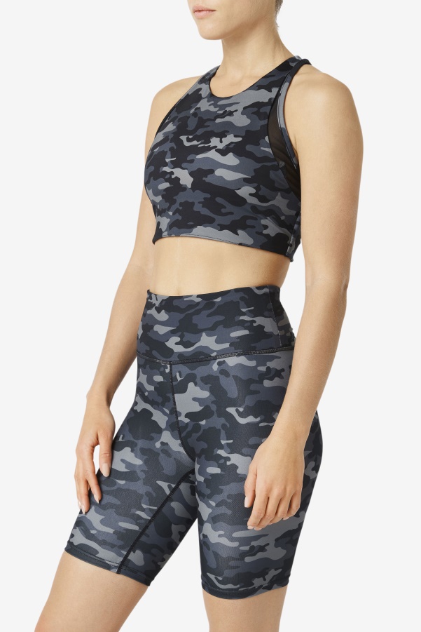 Dark Camo/Black Fila Uplift T-Back Sports Bra