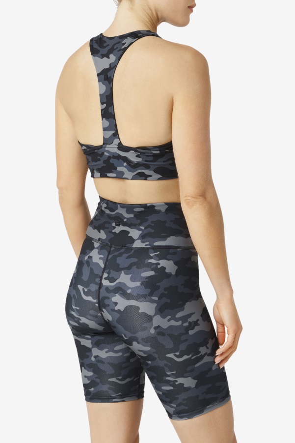 Dark Camo/Black Fila Uplift T-Back Sports Bra