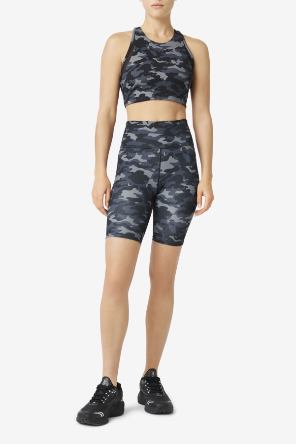 Dark Camo/Black Fila Uplift T-Back Sports Bra