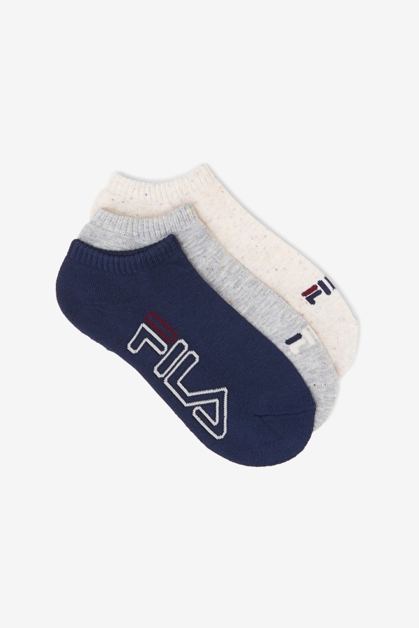 Fila Women's Speckle Stripe No Show Sock 3-Pack White