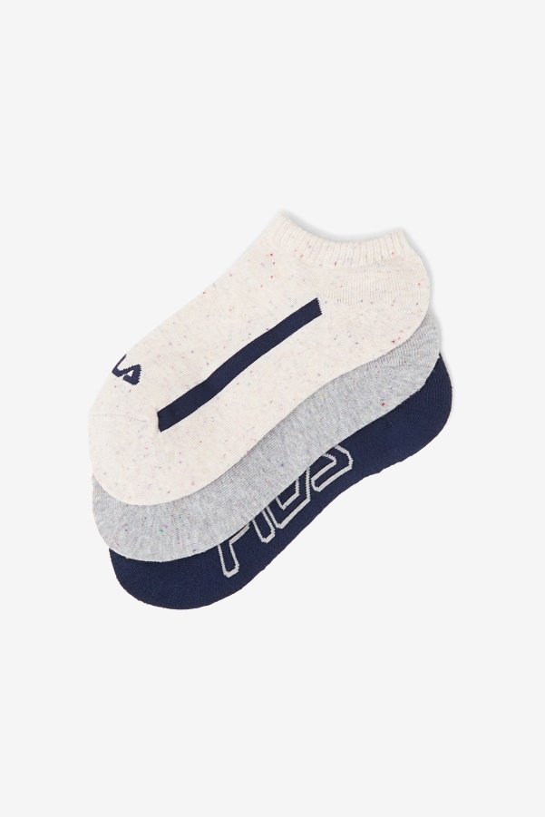 Fila Women's Speckle Stripe No Show Sock 3-Pack White