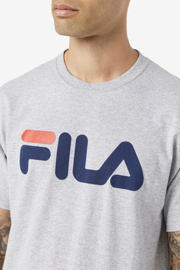 Fila Grey Heather/Navy/Red Men's Logo Tee