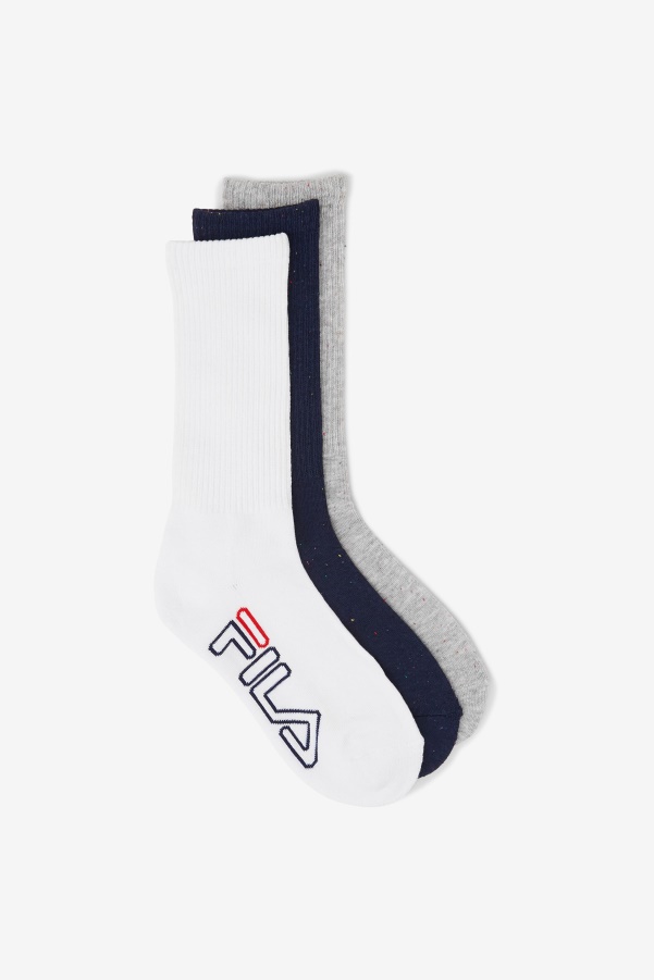 Fila Navy Women's Speckle Stripe Crew Sock 3-Pack