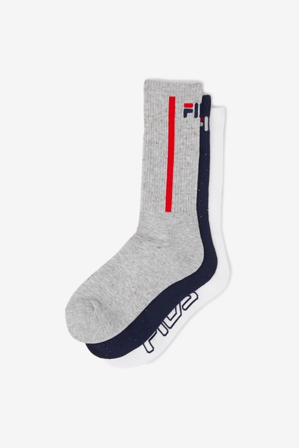 Fila Navy Women's Speckle Stripe Crew Sock 3-Pack
