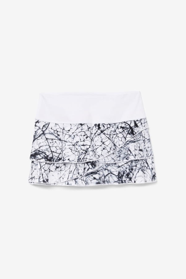 Marble Print/White Fila Pickleball Tiered Printed Skort