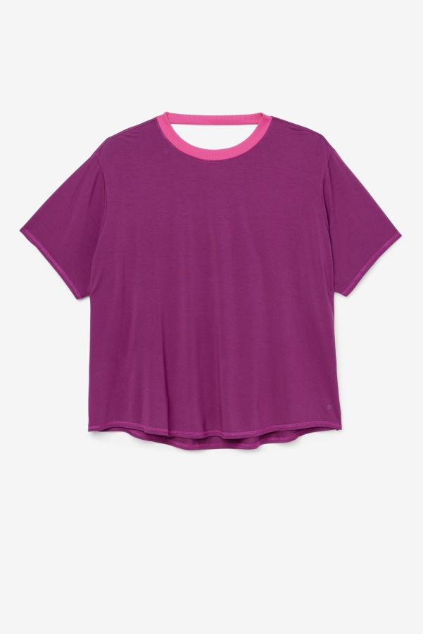 Fila Fi-Lux Short Sleeve Top Magenta Purple