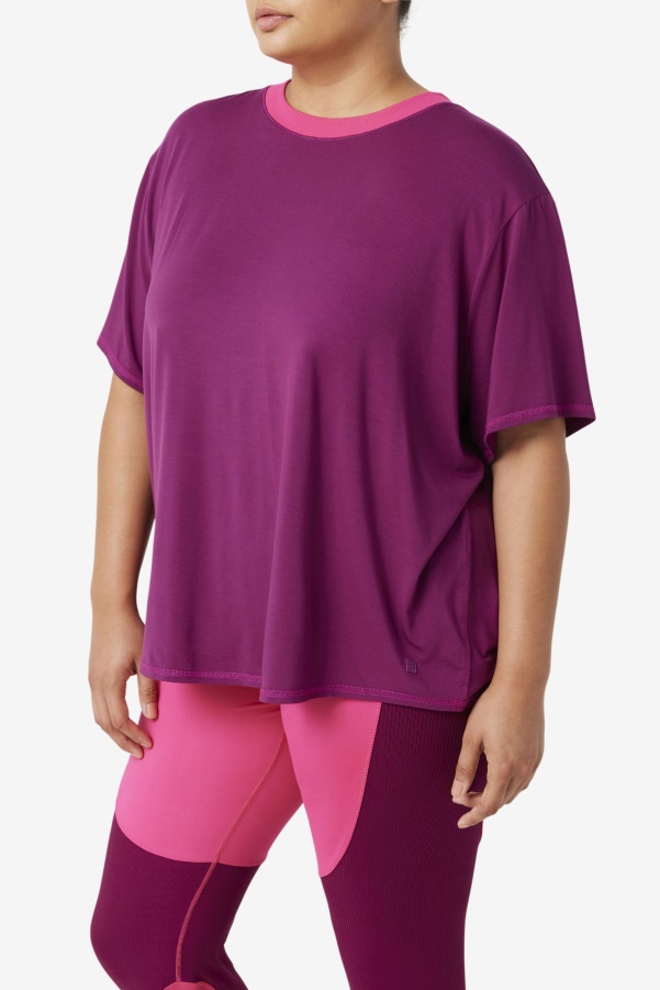 Fila Fi-Lux Short Sleeve Top Magenta Purple