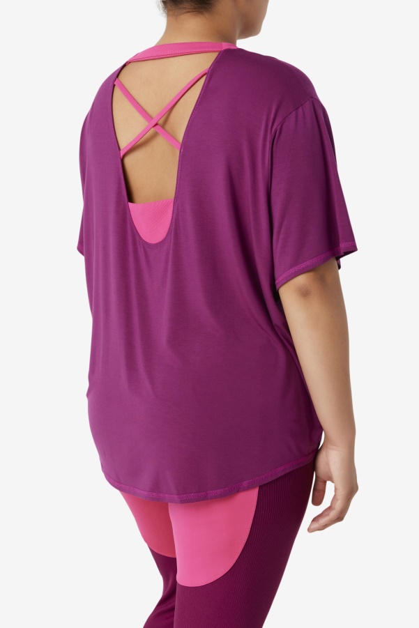 Fila Fi-Lux Short Sleeve Top Magenta Purple