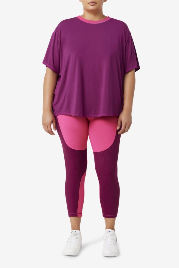 Fila Fi-Lux Short Sleeve Top Magenta Purple