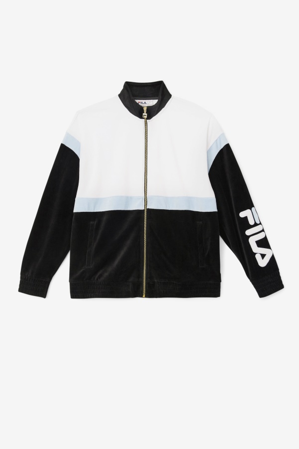 Black/White/Skyway Fila Mansur Velour Jacket