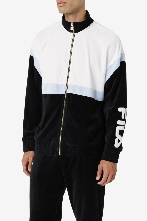 Black/White/Skyway Fila Mansur Velour Jacket