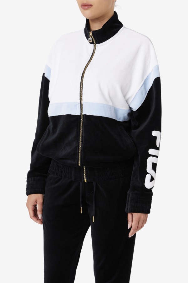 Black/White/Skyway Fila Mansur Velour Jacket