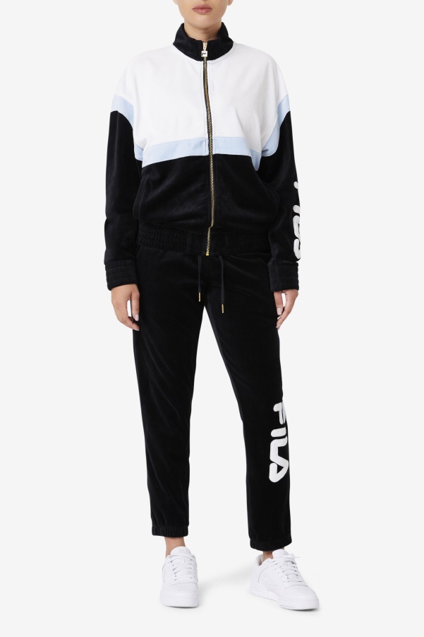 Black/White/Skyway Fila Mansur Velour Jacket