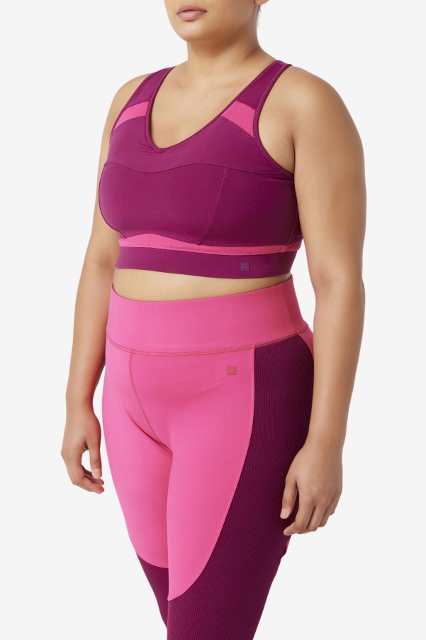 Magenta Purple/Bright Pink Fila Uplift Racerback Sports Bra