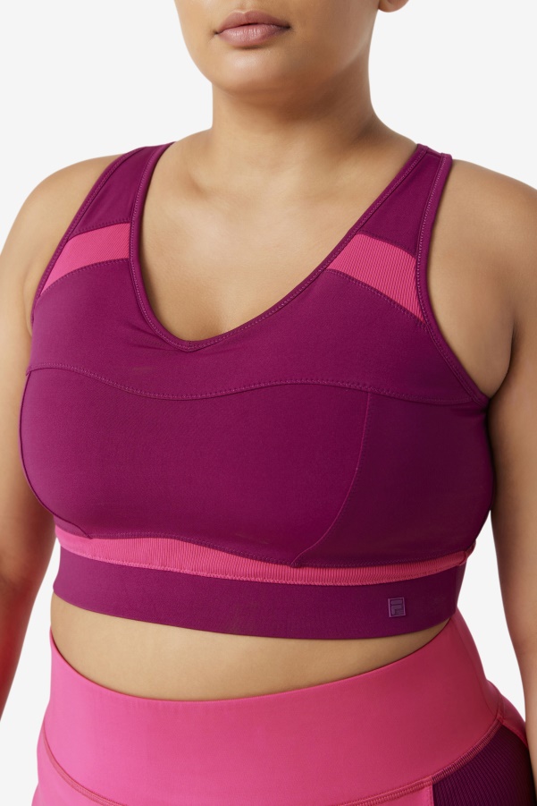 Magenta Purple/Bright Pink Fila Uplift Racerback Sports Bra