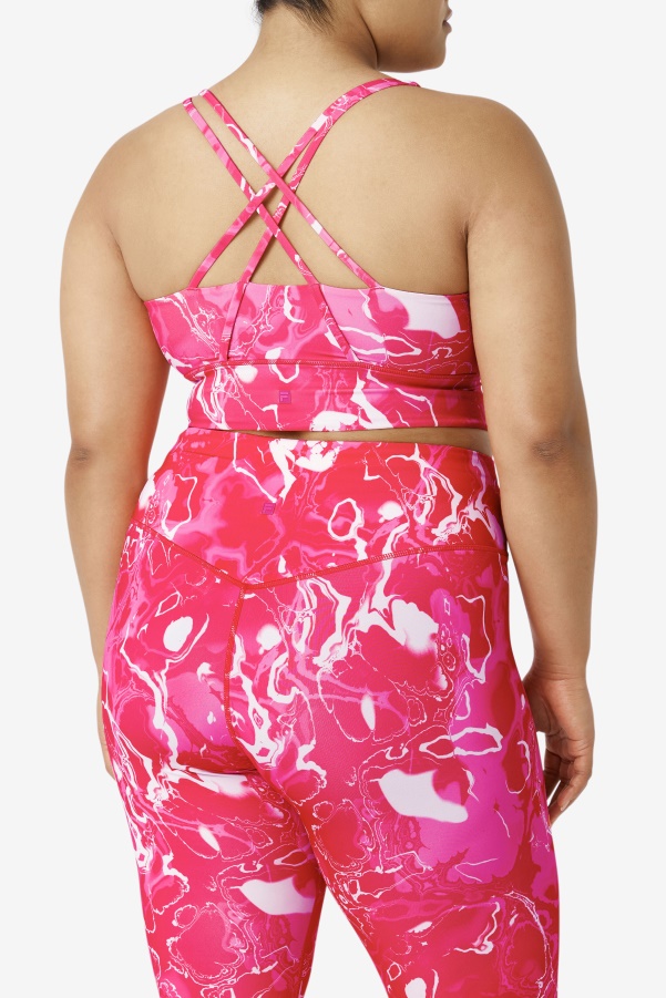 Fila Pink Marble Uplift Cross Back Bra Top