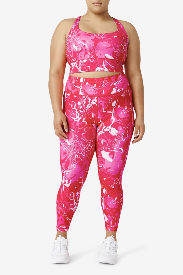 Fila Pink Marble Uplift Cross Back Bra Top