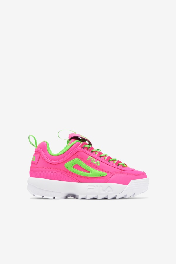 Pink/Green/White Big Kids' Disruptor 2 Premium Fila