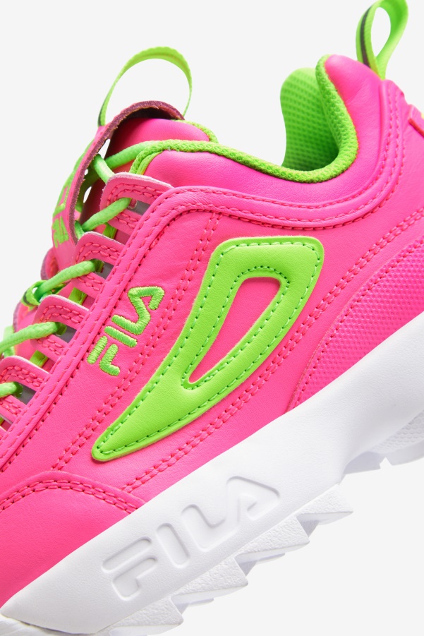 Pink/Green/White Big Kids' Disruptor 2 Premium Fila