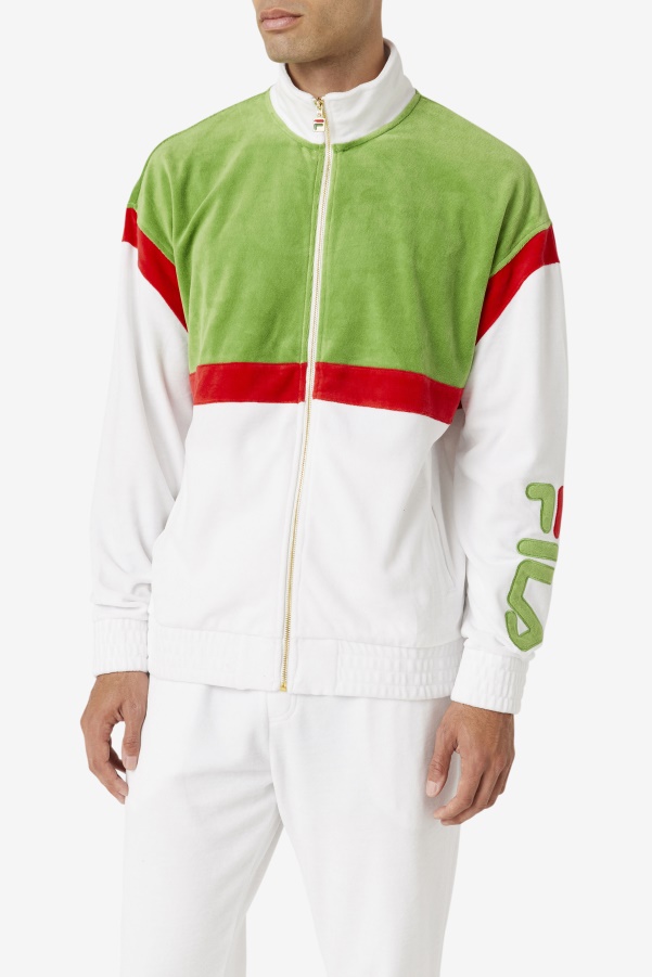 Fila White/Forest Green/Red Mansur Velour Jacket