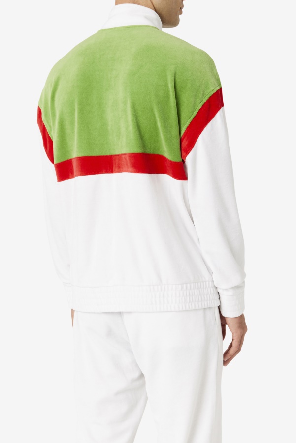 Fila White/Forest Green/Red Mansur Velour Jacket